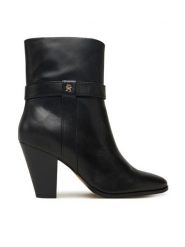Tommy Hilfiger Botki Th T-Strap Leather Pointy Bootie FW0FW08984 Czarny. Czarne botki damskie Tommy Hilfiger, bez wzorów, ze skóry, bez obcasa, na słupku, bez zapięcia. Za 799.99 zł.