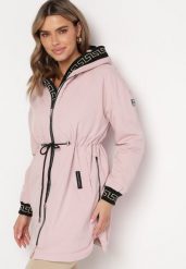 Różowa Kurtka Parka z Nieodpinanym Kapturem i Dekoracyjnym Ściągaczem Imola. Czerwone kurtki damskie Born2be, l, bez wzorów. Za 99.99 zł.