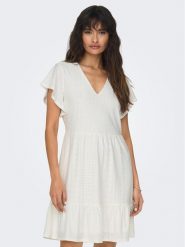 ONLY Sukienka codzienna 15289687 Biały Regular Fit. Białe sukienki damskie ONLY, na co dzień, m, bez wzorów, z syntetyku, bez kołnierzyka, bez ramiączek, proste. Za 109.99 zł.
