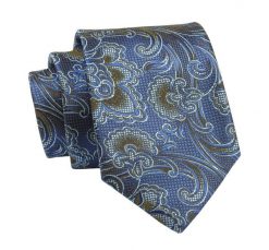 Krawat Niebieski, Wzór Orientalny, 7 cm, Elegancki, Klasyczny, Męski -ALTIES. Niebieskie krawaty i muchy Alties, bez wzorów, z tkaniny, eleganckie. Za 49.00 zł.