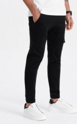 Ombre Spodnie męskie JOGGERY z kieszenią cargo - czarne V2 OM-PADJ-0112 XL. Czarne spodnie sportowe męskie Ombre, m, bez wzorów. Za 79.99 zł.