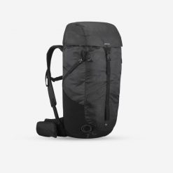 Plecak turystyczny Quechua MH100 35 litrów. Czarne plecaki damskie QUECHUA, bez wzorów, z materiału, sportowe. Za 179.99 zł.