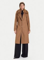 Guess Płaszcz wełniany W5BL19 W2642 Brązowy Regular Fit. Brązowe płaszcze damskie Guess, na zimę, m, z aplikacjami, z syntetyku, bez kołnierzyka, bez kaptura. Za 659.99 zł.