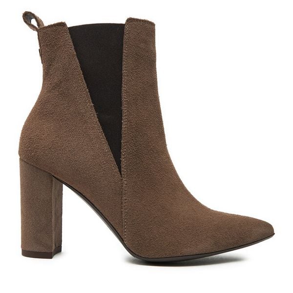 Botki R.Polański. Brązowe botki damskie R.Polański, bez wzorów, bez obcasa, na słupku, bez zapięcia. Za 509.99 zł.