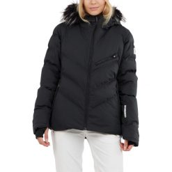 Damska kurtka narciarska Fundango Elyra Fur Padded. Czarne kurtki sportowe damskie FUNDANGO, na zimę, m, bez wzorów, z puchu, bez ramiączek, bez kaptura, narciarskie. Za 589.90 zł.