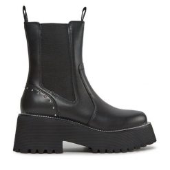 Sztyblety Liu Jo. Czarne botki damskie Liu Jo, bez wzorów, bez obcasa, na płaskiej podeszwie, bez zapięcia. Za 1,249.00 zł.