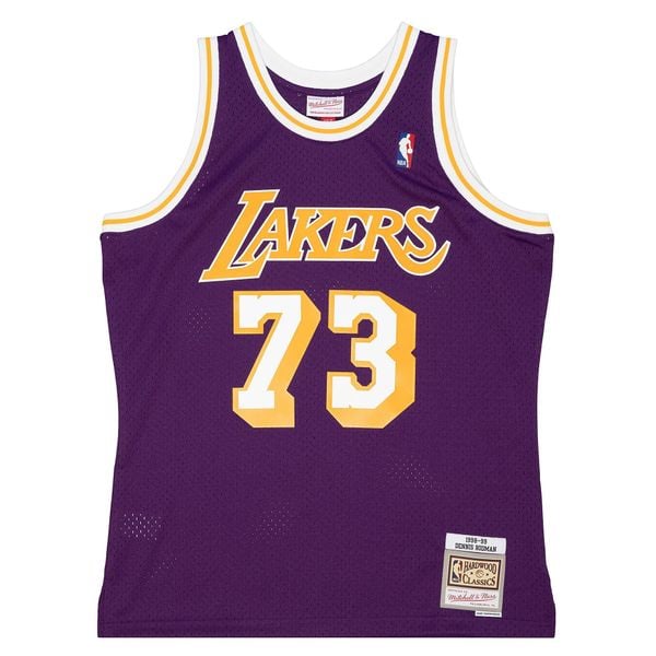 Koszulka Nba Los Angeles Lakers Dennis Rodman. Fioletowe bluzki damskie Mitchell & Ness, bez wzorów, eleganckie, bez kołnierzyka, bez ramiączek. Za 506.00 zł.