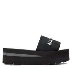 Klapki Napapijri. Czarne klapki damskie Napapijri, bez wzorów, bez obcasa, bez zapięcia. Za 219.99 zł.