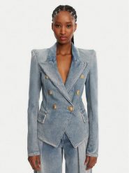 Balmain Marynarka DF0SI509DF17 Niebieski Regular Fit. Niebieskie marynarki i żakiety damskie Balmain, bez wzorów, z bawełny, bez kołnierzyka, bez ramiączek. Za 9,849.00 zł.