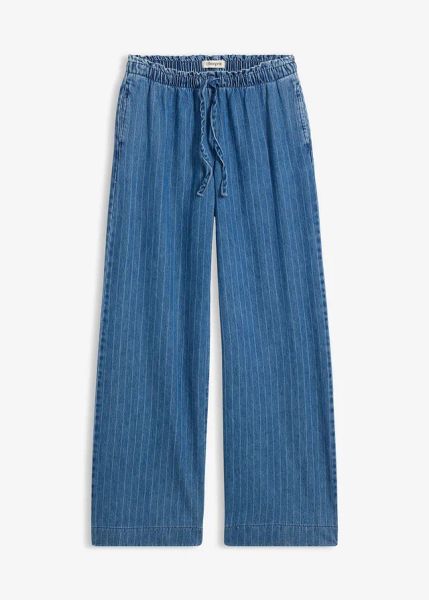 Jeansy wide leg, wsuwane. Niebieskie jeansy damskie bonprix, bez wzorów, z jeansu. Za 147.99 zł.