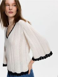 Ażurowy sweter - wielobarwny. Swetry nierozpinane damskie Reserved, l, w ażurowe wzory, z bawełny, bez kołnierzyka, bez ramiączek. Za 129.99 zł.