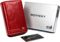 Rovicky Pionowy portfel damski z bawolej skóry, zamykany na zatrzask, RFID Rovicky Nie dotyczy. Portfele damskie ROVICKY, ze skóry. Za 185.42 zł.
