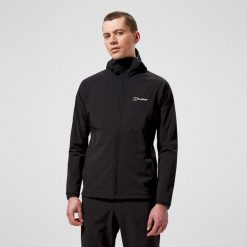 Kurtka softshell męska Berghaus Skelbo. Czarne kurtki męskie Berghaus, m, bez wzorów, z softshellu, bez kaptura, trekkingowe. Za 427.99 zł.