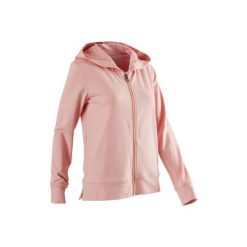 Bluza na zamek z kapturem Gym & Pilates 100 damska. Czerwone bluzy damskie DOMYOS, s, bez wzorów, z bawełny, bez ramiączek, z kapturem. W wyprzedaży za 44.99 zł.