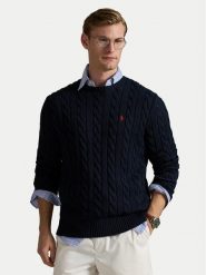 Polo Ralph Lauren Sweter 710775885001 Granatowy Regular Fit. Niebieskie swetry męskie Polo Ralph Lauren, m, bez wzorów, z bawełny, bez kołnierzyka, bez ramiączek. Za 759.99 zł.