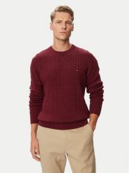 Tommy Hilfiger Sweter Classic MW0MW33132 Bordowy Regular Fit. Czerwone swetry męskie Tommy Hilfiger, m, bez wzorów, z bawełny, bez kołnierzyka, bez ramiączek. Za 569.99 zł.