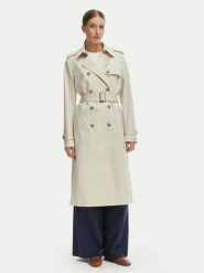 Tommy Hilfiger Trencz WW0WW48873 Beżowy Slim Fit. Brązowe płaszcze damskie Tommy Hilfiger, xs, bez wzorów, z bawełny, bez kołnierzyka, bez kaptura. Za 1,499.00 zł.