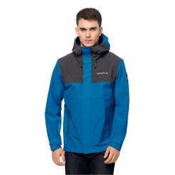 Kurtka wodoodporna Jack Wolfskin DNA Block. Niebieskie kurtki sportowe męskie Jack Wolfskin, l, bez wzorów, z hardshellu, z kapturem, outdoorowe. Za 787.20 zł.