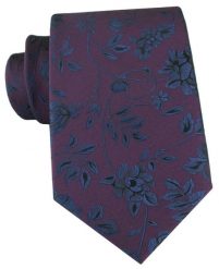Bordowo-Śliwkowy Krawat w Granatowy Wzór Kwiatowy - Chattier. Czerwone krawaty i muchy Chattier, bez wzorów, z tkaniny, eleganckie. Za 55.00 zł.
