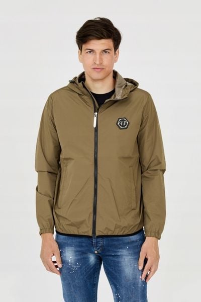 PHILIPP PLEIN Męska kurtka wiatrówka zielona, Rozmiar XL. Zielone kurtki męskie Philipp Plein, m, bez wzorów, z kapturem. W wyprzedaży za 1,140.99 zł.