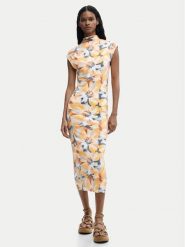 Desigual Sukienka letnia Martha 26SWVK48 Żółty Slim Fit. Żółte sukienki damskie Desigual, na lato, xl, bez wzorów, z syntetyku, bez kołnierzyka, bez ramiączek. Za 489.99 zł.