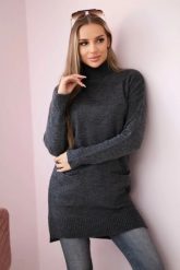 Sweter ze stójką grafitowy. Szare swetry nierozpinane damskie KESI, na zimę, l, bez wzorów, z wełny, klasyczne, bez kołnierzyka, plus size, bez ramiączek. Za 178.78 zł.