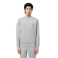 Klasyczna szara bluza Lacoste z haftowanym logo. Szare bluzy damskie Lacoste, xl, bez wzorów, z bawełny, klasyczne, bez ramiączek, bez kaptura. Za 542.50 zł.