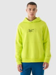 4F Bluza dresowa nierozpinana z kapturem męska - zielona S. Zielone bluzy sportowe męskie 4F, m, bez wzorów, z bawełny, z kapturem. W wyprzedaży za 99.99 zł.