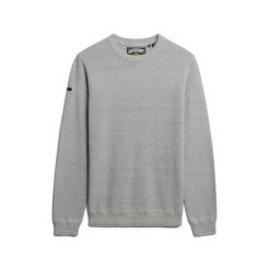 Lekki bawełniany sweter z teksturą Superdry. Szare swetry męskie Superdry, xl, bez wzorów, z bawełny, eleganckie, bez kołnierzyka, bez ramiączek. Za 330.30 zł.