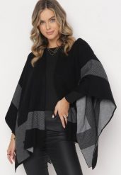 Czarny Niezapinany Kardigan Ponczo Oversize Shelsie. Czarne kardigany damskie Born2be, xl, bez wzorów, bez kołnierzyka. Za 99.99 zł.