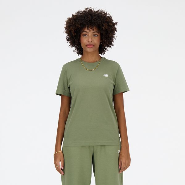 Koszulka damska New Balance WT41509DEK – zielona. Zielone bluzki damskie New Balance, s, bez wzorów, z bawełny, eleganckie, bez kołnierzyka, bez ramiączek. Za 49.99 zł.