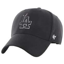 Czapka Z Daszkiem MLB Los Angeles Dodgers. Czarne czapki damskie 47 Brand, bez wzorów, z materiału. Za 160.99 zł.