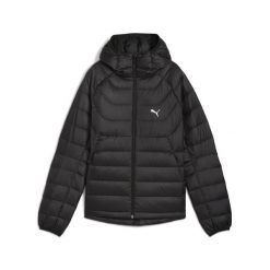 Damska kurtka puchowa PACKLITE z kapturem PUMA Black. Czarne kurtki sportowe damskie Puma, bez wzorów, z puchu, bez ramiączek, z kapturem, trekkingowe. Za 649.00 zł.