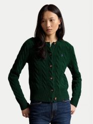 Polo Ralph Lauren Kardigan 211972104503 Zielony ciemny Slim Fit. Zielone kardigany damskie Polo Ralph Lauren, m, bez wzorów, z wełny, bez kołnierzyka. Za 1,199.00 zł.