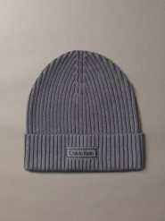 Calvin Klein czapka z dzianiny z zawartością kaszmiru Kobiety Bawełna szary, ONE SIZE. Szare czapki damskie Calvin Klein, z aplikacjami, z bawełny. Za 139.95 zł.