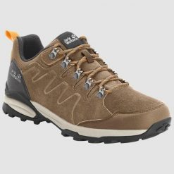Buty trekkingowe damskie Jack Wolfskin Refugio Texapore Low. Brązowe obuwie trekkingowe damskie Jack Wolfskin, z gumy, bez zapięcia. Za 528.00 zł.