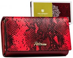 Portfel skórzany Peterson PTN SM-466 czerwony croco. Czerwone portfele damskie Peterson, ze skóry. Za 121.99 zł.