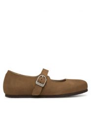 Birkenstock Baleriny Santa Clarita 1032731 Brązowy. Brązowe balerinki damskie Birkenstock, bez wzorów, z nubiku, bez obcasa, bez zapięcia. Za 629.99 zł.
