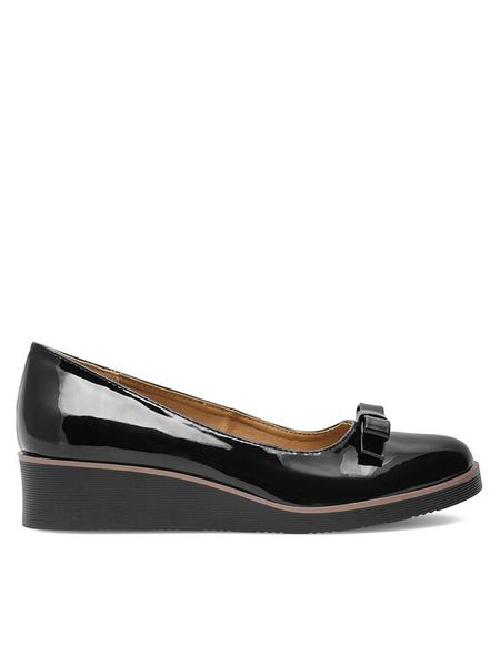 Clara Barson Półbuty WYL3395-3 Czarny. Czarne półbuty damskie Clara Barson, bez wzorów, z syntetyku, bez obcasa, na koturnie, bez zapięcia. Za 83.99 zł.