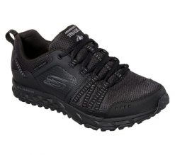 Buty trekkingowe męskie, Skechers Escape Plan. Czarne trekkingi męskie Skechers, na lato, z materiału, przed kostkę, bez zapięcia. Za 349.99 zł.