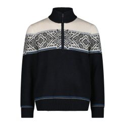 Sweter z zamkiem błyskawicznym CMP Wooltech. Niebieskie swetry męskie CMP, m, bez wzorów, z tkaniny, eleganckie, bez kołnierzyka, bez ramiączek. Za 342.50 zł.