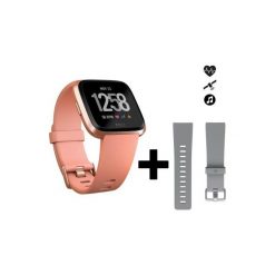 Inteligentny zegarek sportowy Versa + pasek. Brązowe zegarki męskie FitBit, bez wzorów. Za 849.99 zł.