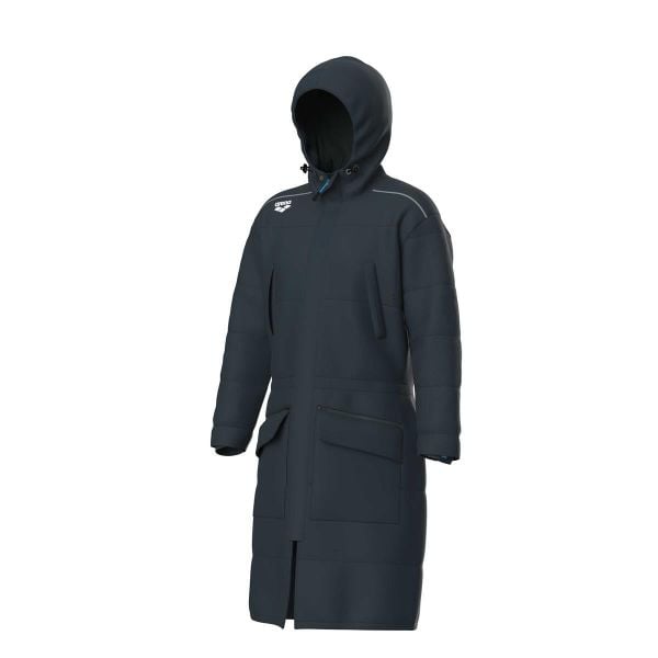 Parka Arena Team Solid. Niebieskie parki damskie ARENA, na zimę, l, bez wzorów, z materiału, klasyczne, bez kołnierzyka, z kapturem. Za 713.50 zł.