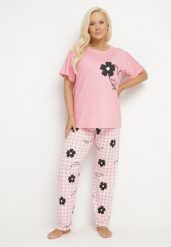 Różowy Komplet Piżamowy z Motywem Kwiatowym Spodnie i T-shirt Milossa. Czerwone piżamy damskie Born2be, z aplikacjami, bez ramiączek. Za 39.99 zł.