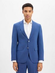 BOSS Męska marynarka garniturowa z wełny dziewiczej - Jasper Mężczyźni Regular Fit Sztuczne włókno niebieski jednolity, 58. Niebieskie garnitury męskie Boss, m, bez wzorów, z wełny, biznesowe, bez kołnierzyka, bez ramiączek. Za 1,499.95 zł.