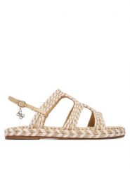 Guess Sandały FLJKLR FAP03 Beżowy jasny. Brązowe sandały damskie Guess, z aplikacjami, z syntetyku, bez obcasa, na płaskiej podeszwie, bez zapięcia. Za 549.99 zł.