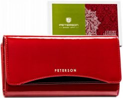 Portfel skórzany Peterson PTN BC-415 czerwony. Czerwone portfele damskie Peterson, ze skóry. Za 184.99 zł.