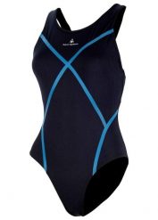 Strój Kąpielowy Aqua Sphere Capri – Czarno-Niebieski – Rozmiar 32. Czarne stroje kąpielowe damskie Aqua Sphere, bez wzorów, z materiału. Za 119.38 zł.
