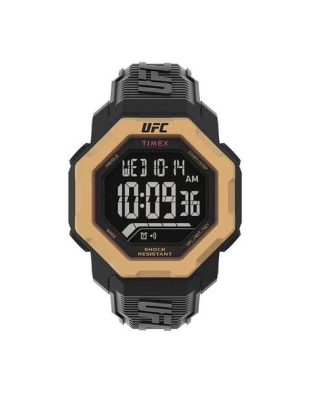 Timex Zegarek UFC Strength Knockout TW2V89000 Czarny. Czarne, analogowe zegarki męskie Timex, bez wzorów. Za 799.99 zł.