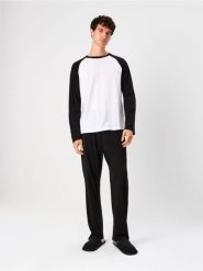 Piżama dwuczęściowa z bawełną - czarny. Czarne piżamy męskie Sinsay, l, bez wzorów, z bawełny, bez kołnierzyka, bez ramiączek. Za 59.99 zł.